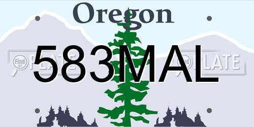 583MAL Oregon License Plate