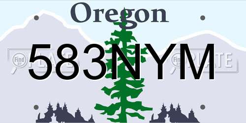 583NYM Oregon License Plate
