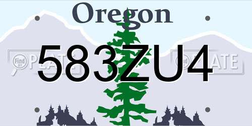 583ZU4 Oregon License Plate