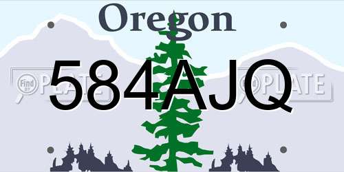 584AJQ Oregon License Plate