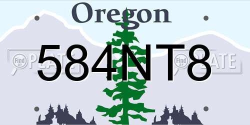 584NT8 Oregon License Plate