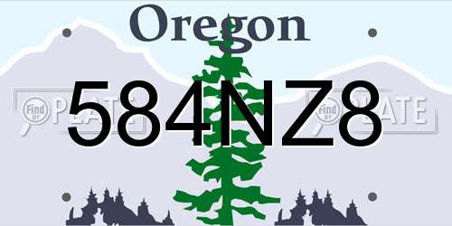 584NZ8 Oregon License Plate