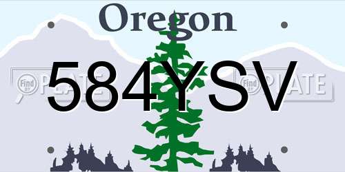 584YSV Oregon License Plate