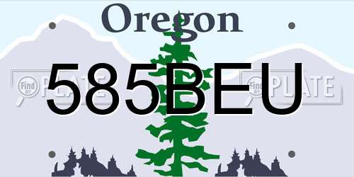585BEU Oregon License Plate