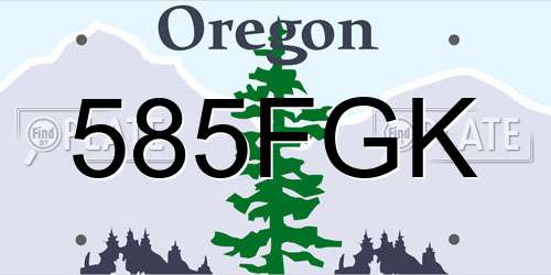 585FGK Oregon License Plate