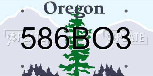 586BO3 Oregon License Plate