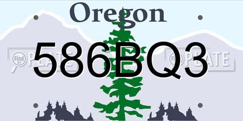 586BQ3 Oregon License Plate