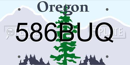 586BUQ Oregon License Plate