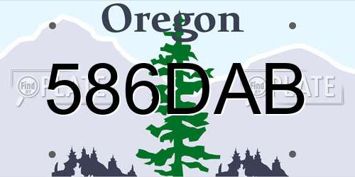 586DAB Oregon License Plate