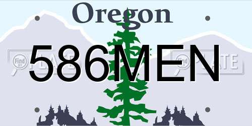 586MEN Oregon License Plate