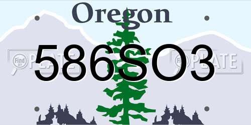 586SO3 Oregon License Plate