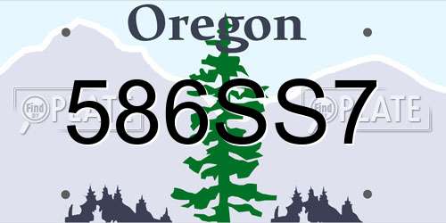 586SS7 Oregon License Plate