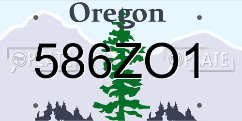 586ZO1 Oregon License Plate