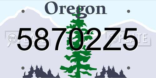 58702Z5 Oregon License Plate