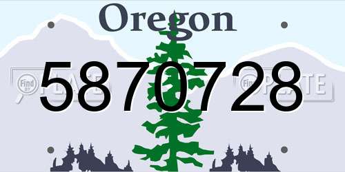 5870728 Oregon License Plate