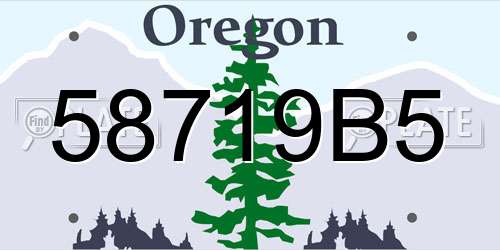 58719B5 Oregon License Plate