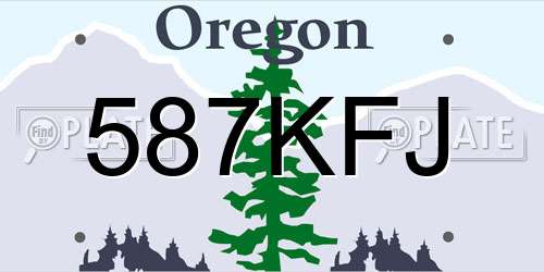 587KFJ Oregon License Plate
