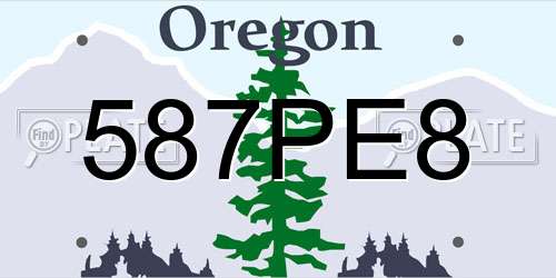 587PE8 Oregon License Plate