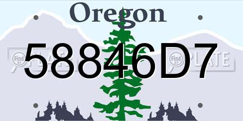 58846D7 Oregon License Plate