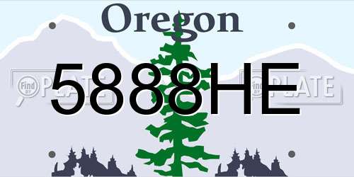5888HE Oregon License Plate