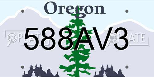 588AV3 Oregon License Plate