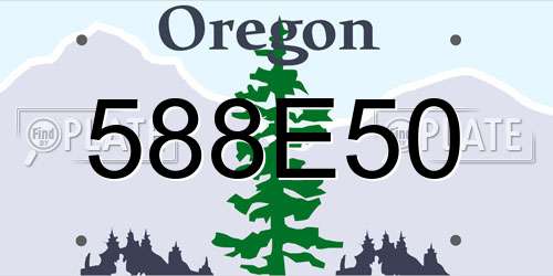 588E50 Oregon License Plate