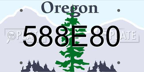 588E80 Oregon License Plate