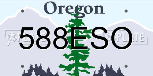588ESO Oregon License Plate