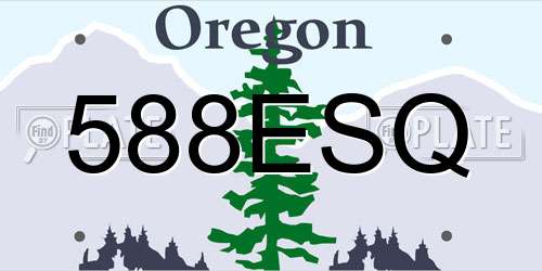 588ESQ Oregon License Plate