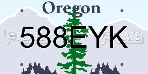 588EYK Oregon License Plate