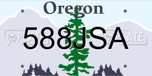 588JSA Oregon License Plate
