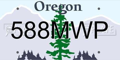 588MWP Oregon License Plate