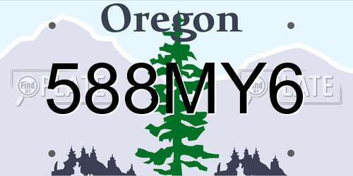 588MY6 Oregon License Plate