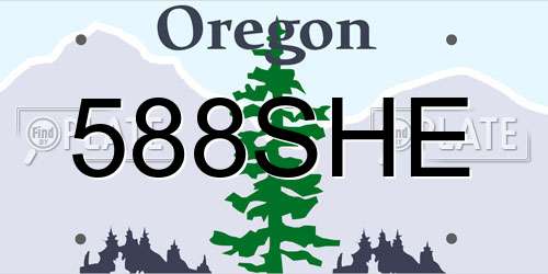 588SHE Oregon License Plate