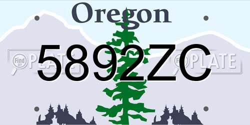 5892ZC Oregon License Plate