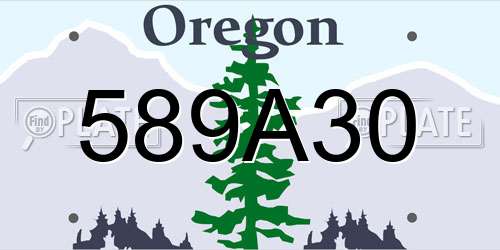 589A30 Oregon License Plate