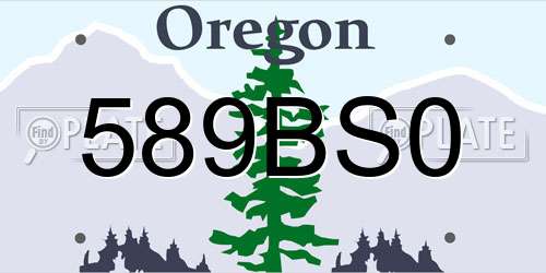 589BS0 Oregon License Plate