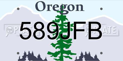 589JFB Oregon License Plate