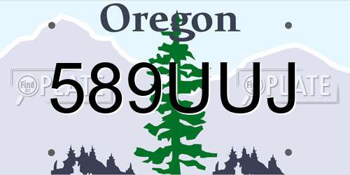 589UUJ Oregon License Plate