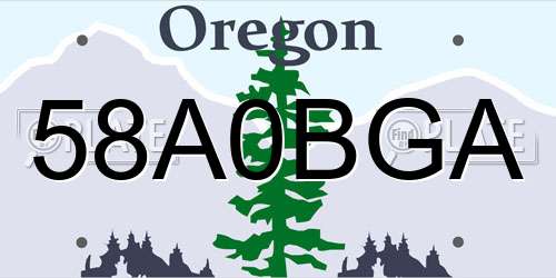 58A0BGA Oregon License Plate