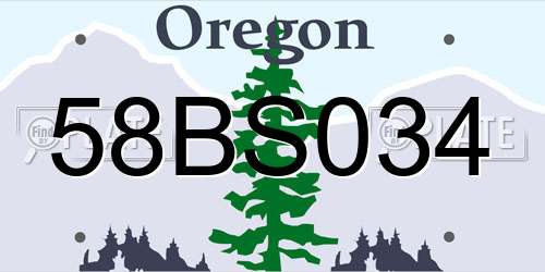 58BS034 Oregon License Plate