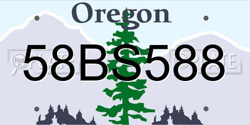 58BS588 Oregon License Plate