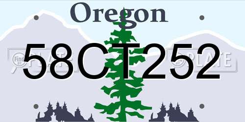 58CT252 Oregon License Plate