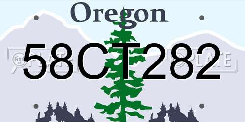 58CT282 Oregon License Plate