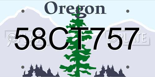 58CT757 Oregon License Plate