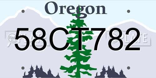 58CT782 Oregon License Plate
