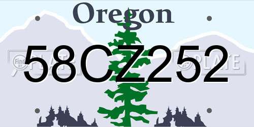 58CZ252 Oregon License Plate