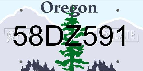 58DZ591 Oregon License Plate