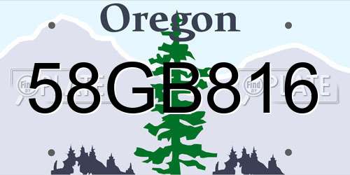 58GB816 Oregon License Plate