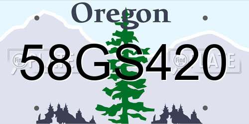 58GS420 Oregon License Plate